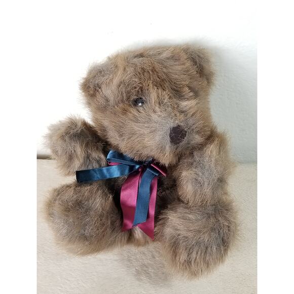 Dan Dee Teddy Bear Brown 9" Plush Toy Stuffed Animal 90's w/ Bow Silk Vintage - Picture 8 of 11